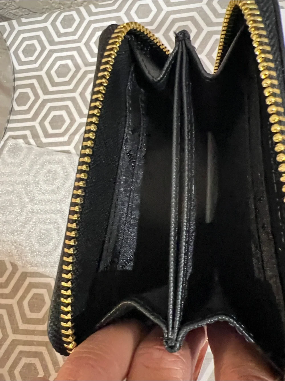 Michael Kors Black Card Case with Gold Logo Hardware